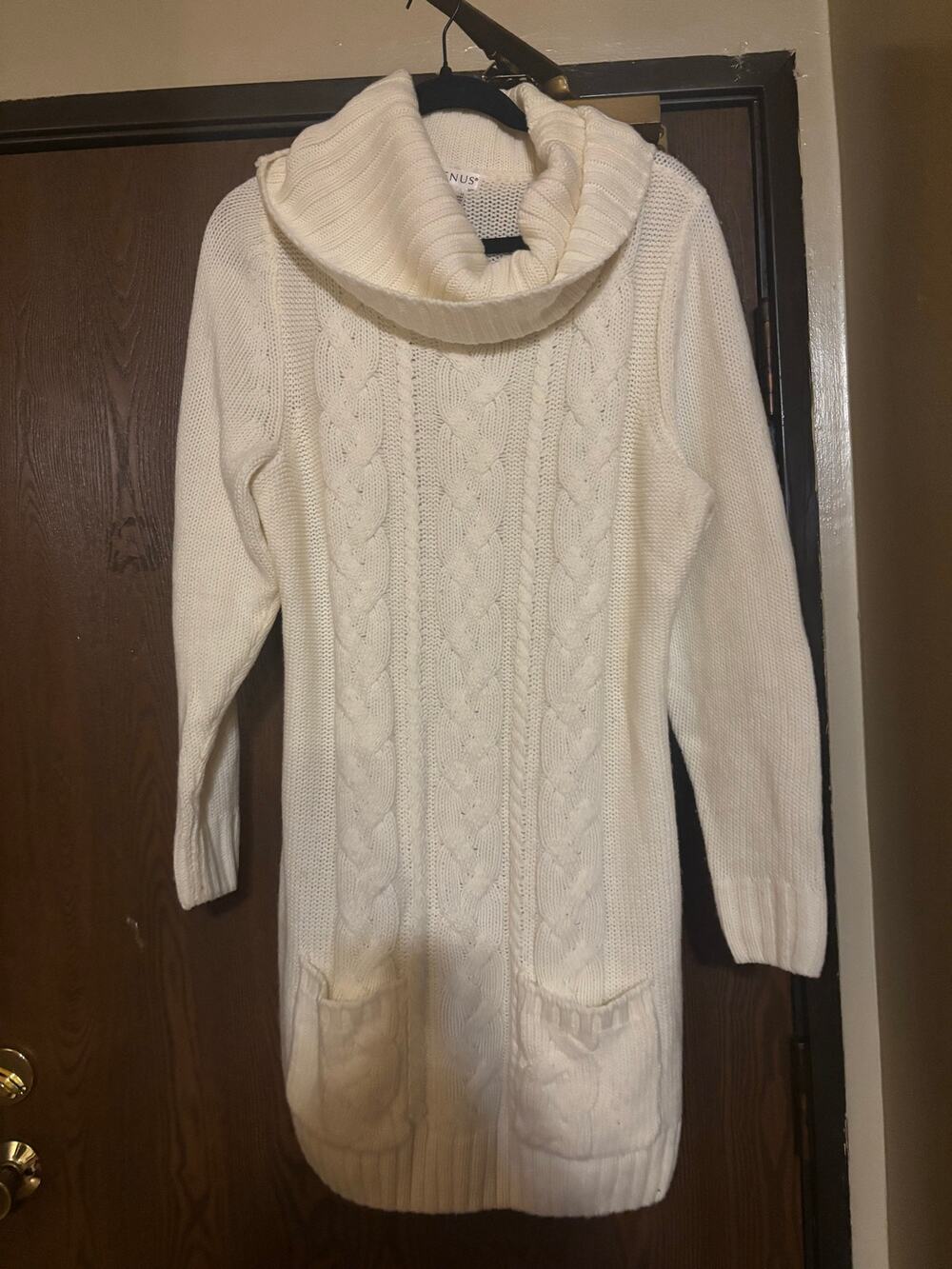 NWOT Cream Turtleneck Cable-Knit Chunky Knit Preppy Fall/ Winter Sweater Dress